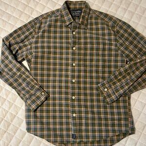 Vintage Abercrombie & Fitch Green & Orange Plaid Men's Button Down Shirt